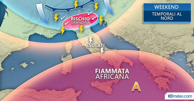 Italia spaccata in due: Forti temporali al nord, fino a 40°C al Sud