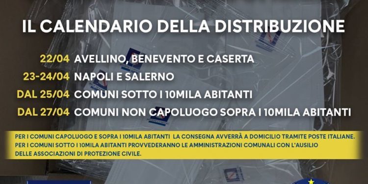 Corona Virus Campania: La regione ha acquistato 4 milioni di mascherine. Ecco il calendario di distribuzione