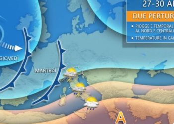 Nuova settimana torna l’instabilità, due perturbazioni con piogge e temporali