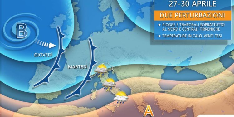 Nuova settimana torna l’instabilità, due perturbazioni con piogge e temporali
