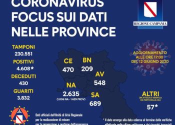 Corona Virus Campania: Totale Positivi: 4.608 i deceduti 430