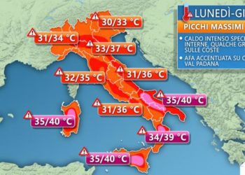 Fiammata africana in arrivo, Picchi di temperatura 38-40°C e afa alle stelle. Mappe e città più coinvolte