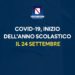 Covid-19 Campania: Inizio scolastico il 24 settembre
