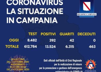 Corona Virus Campania: Totale Positivi: 13.524 i deceduti 463