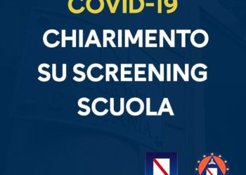 Covid-19 Campania: Regione, chiarimento su screening scuola