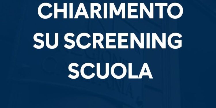 Covid-19 Campania: Regione, chiarimento su screening scuola