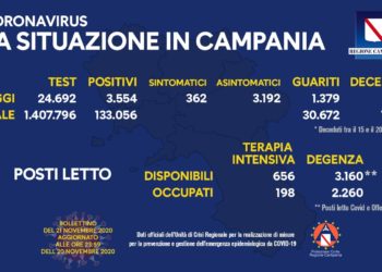 Corona Virus Campania: Totale Positivi: 133.056 i deceduti 1.249