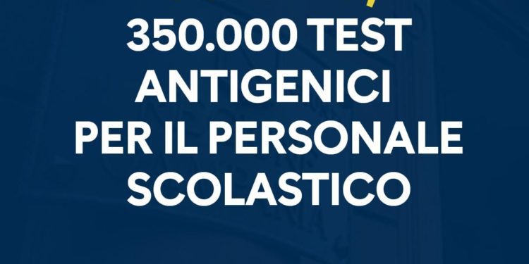 Covid-19 Campania: 350.000 Test antigenici per il personale scolastico