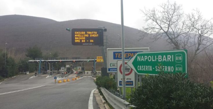 A16 Napoli – Canosa: Chiuso per una notte il tratto Avellino ovest – Avellino est