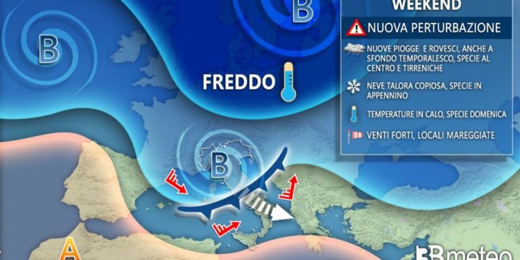 Meteo: Weekend ostaggio del maltempo con pioggia, temporali e neve. Ecco dove