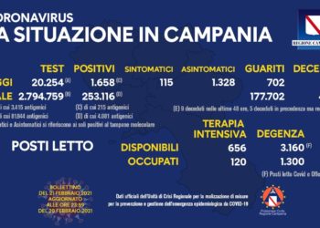 Corona Virus Campania: Totale Positivi: 253.116 i deceduti 4.120
