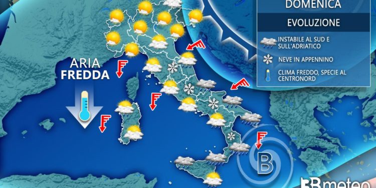 Domani continua l’offensiva invernale, freddo e neve a tratti in pianura