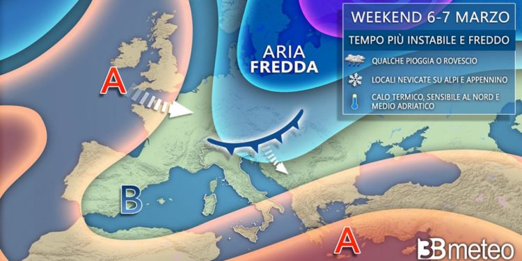 Meteo: Stop alla primavera, nel weekend venti più freddi, pioggia e neve