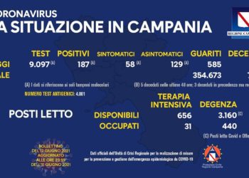 Corona Virus Campania: Totale Positivi: 422.595 i deceduti 7.334