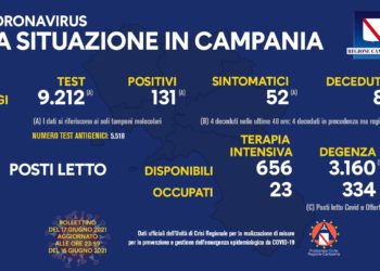 Corona Virus Campania: Totale Positivi: 423.392 i deceduti 7.356