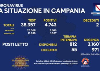 Corona Virus Campania: Totale Positivi: 873.459 i deceduti 8.771