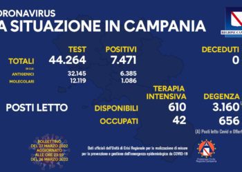 Corona Virus Campania: Totale Positivi: 1.041.803 i deceduti 8.969