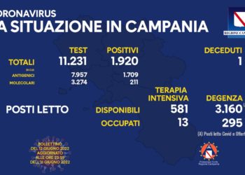 Corona Virus Campania: Totale Positivi: 1.410.756 i deceduti 9.326