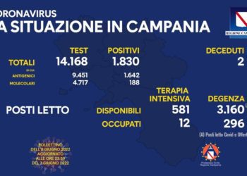 Corona Virus Campania: Totale Positivi: 1.402.650 i deceduti 9.324