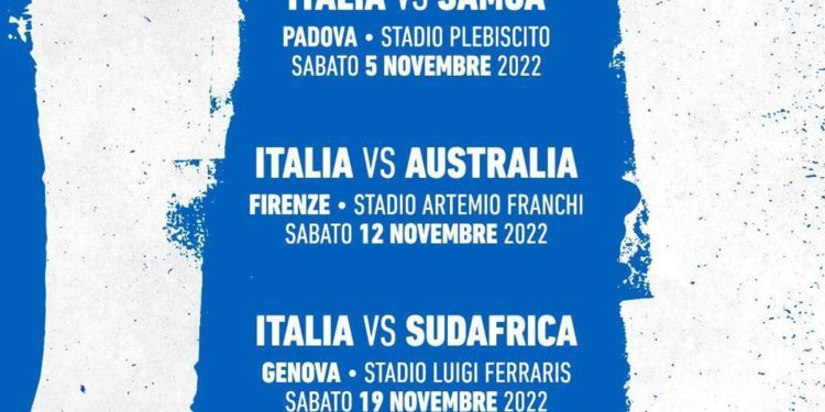 Autumn Nations Series di Rugby, Italia contro Samoa, Australia e Sudafrica