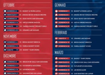 La Molisana Magnolia Campobasso, ufficiale tutto il calendario