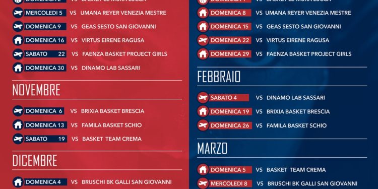 La Molisana Magnolia Campobasso, ufficiale tutto il calendario