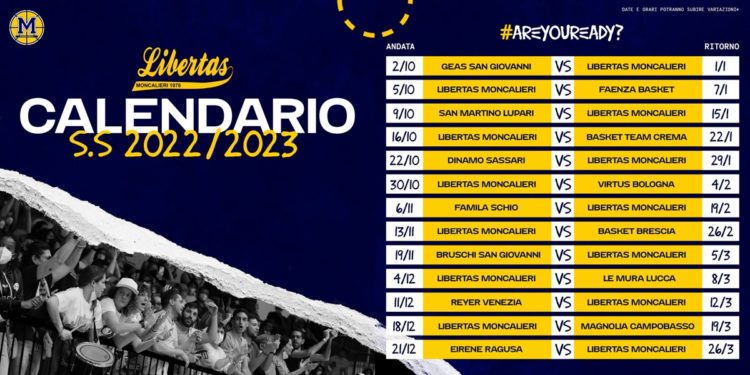 Moncalieri, svelato il calendario ufficiale