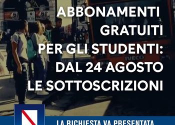 TRASPORTI, ABBONAMENTI GRATUITI PER GLI STUDENTI DA DOMANI (24 AGOSTO) PARTE LA SOTTOSCRIZIONE ONLINE