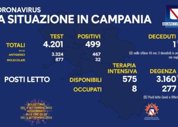 Corona Virus Campania: Totale Positivi: 1.864.527 i deceduti 9.574