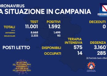 Corona Virus Campania: Totale Positivi: 1.415.007 i deceduti 9.635
