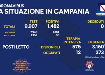 Corona Virus Campania: Totale Positivi: 1.471.097 i deceduti 9.664