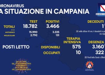 Corona Virus Campania: Totale Positivi: 1.489.264 i deceduti 9.672