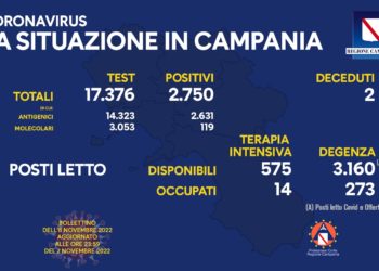 Corona Virus Campania: Totale Positivi: 1.462.807 i deceduti 9.656
