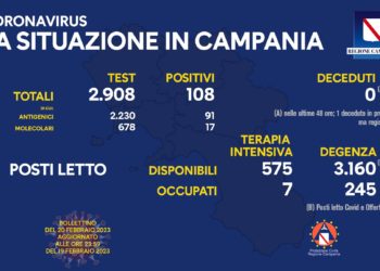Corona Virus Campania: Totale Positivi: 1.868.581 i deceduti 9.843