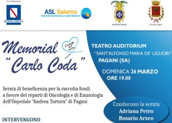 Memorial “Carlo Coda” – Evento di beneficenza per raccolta fondi a sostegno dell’Ospedale Andrea Tortora di Pagani