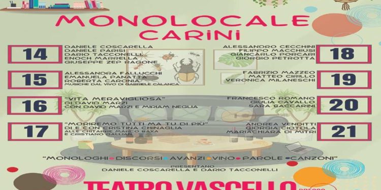 MONOLOCALE CARINI Dal 14 al 21 SETTEMBRE tutte le sere h 21 Presso il Coffee Plant del Teatro Vascello