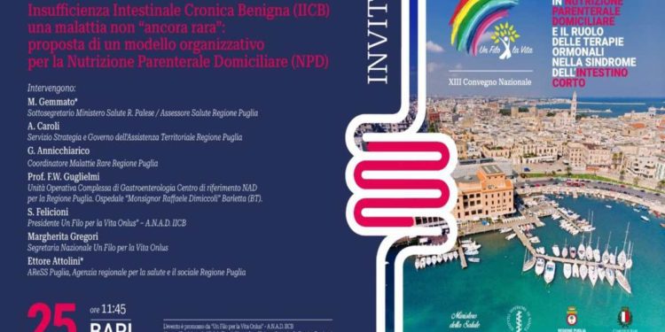 XIII Convegno Nazionale ECM promosso da Un Filo per la Vita Onlus e dedicato alla nutrizione clinica e ai progressi nella ricerca e nei farmaci per la cura della IICB e della Sindrome dell’intestino corto