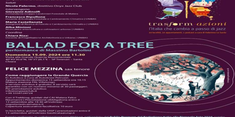 Lunedì 9 settembre – Presentazione della performance “Ballad for a tree”