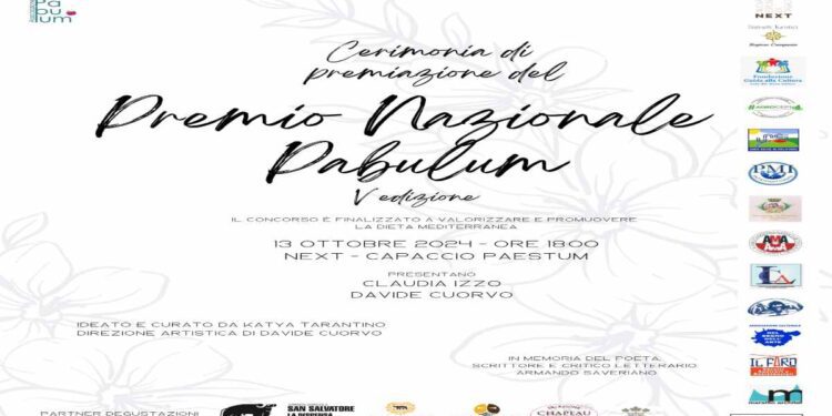 PROMOZIONE DELLA DIETA MEDITERRANEA A PAESTUM: GRANDE SUCCESSO PER LA CERIMONIA  DELLA V EDIZIONE DEL PREMIO NAZIONALE PABULUM