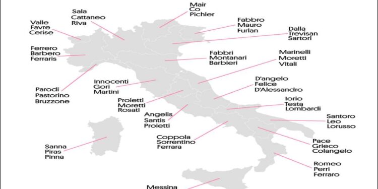 Qual è il cognome più tipico della tua regione? Uno studio svela la mappa d’Italia