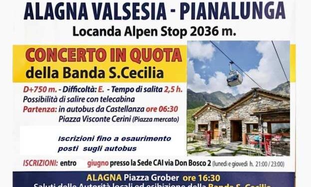 Note tra le vette: domenica 6 luglio la Banda Santa Cecilia in concerto a Pianalunga per gli 80 anni del CAI Castellanza