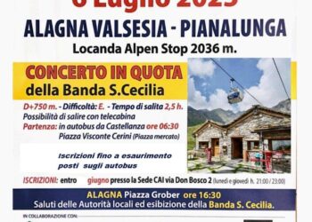 Concerto in alta quota: domenica 6 luglio la Banda Santa Cecilia in concerto a Pianalunga per gli 80 anni del CAI Castellanza