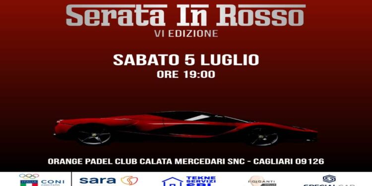 “Serata in Rosso”: a Cagliari, sabato 5 luglio alle 19, la sesta edizione