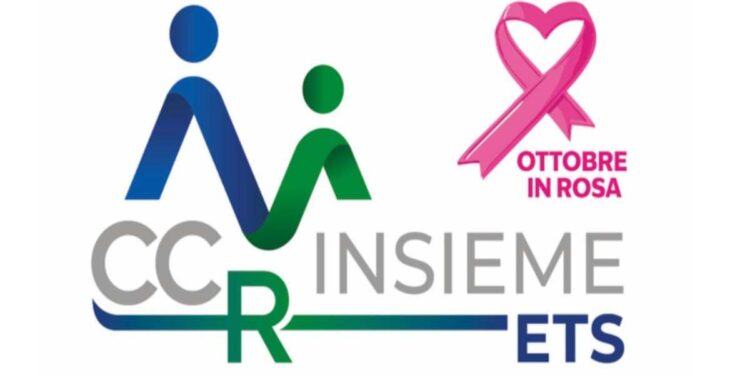 Un fiocco rosa nel logo a promemoria di prevenzione oncologica e salute