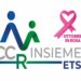 Un fiocco rosa nel logo a promemoria di prevenzione oncologica e salute