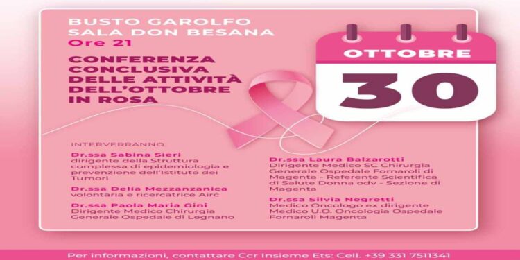 Convegno sulla prevenzione oncologica e la lotta ai tumori a Busto Garolfo giovedì 30 ottobre in sala Don Besana