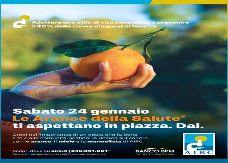 DOPPIA NOTIZIA: 24 GENNAIO TORNANO LE ARANCE DELLA SALUTE DI AIRC_DELIBERE FINANZIAMENTI 2026
