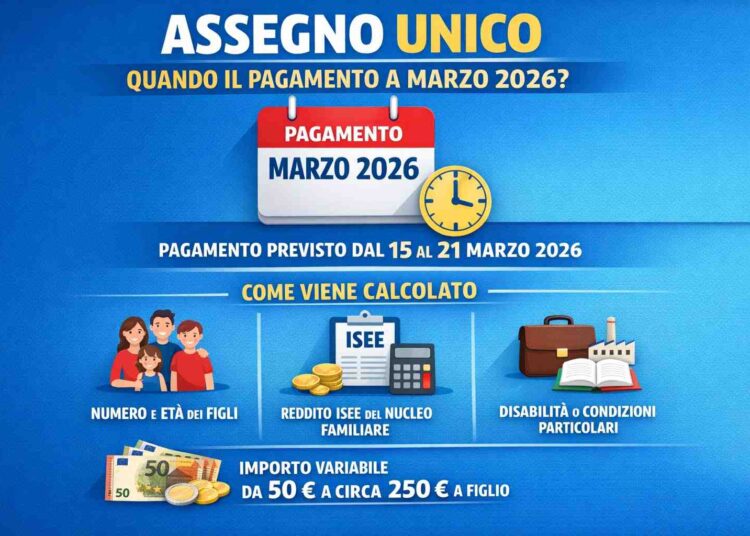Assegno Unico: quando arriva il pagamento di marzo 2026 e come viene calcolato