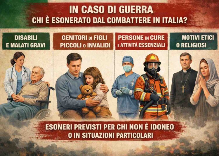 In caso di guerra, chi è esonerato dal combattere in Italia? Tutte le categorie protette dalla legge