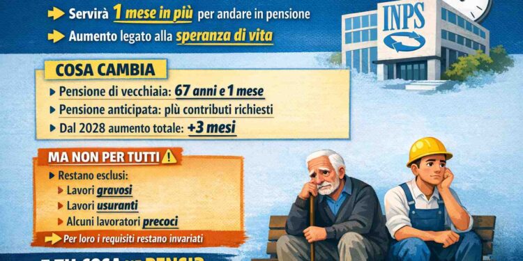 Pensioni INPS 2027: un mese in più per andare in pensione, ma non per tutti